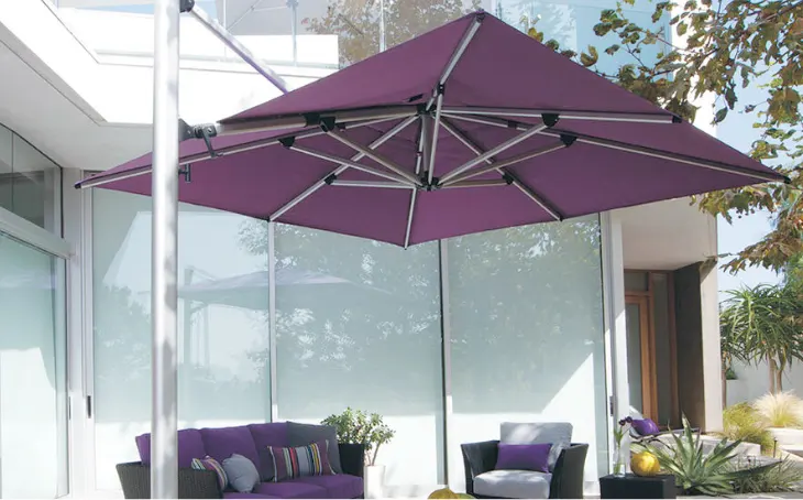 An aluminum frame umbrella.