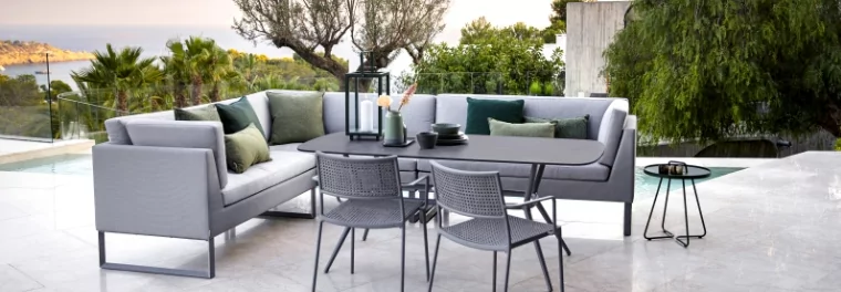 A gray modular sectional.