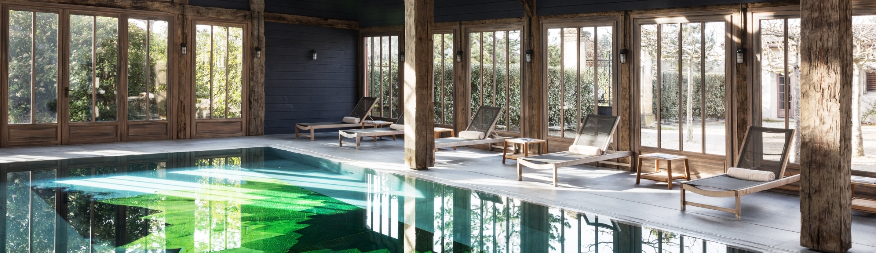 An indoor pool in Les Source de Caudaile, Bordeaux, France
