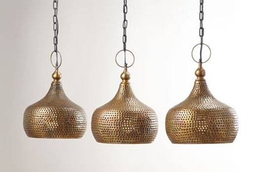 Golden tear-shaped hanging lights