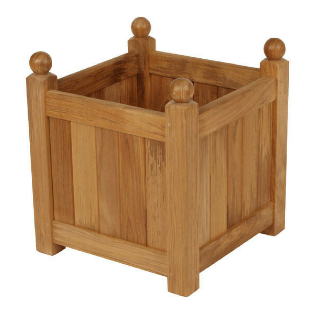 A wooden square planter